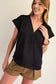 V Neck Placket Shirring Top