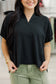 S/S Split Collar Top
