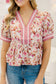 Floral Print Scallop Trim Top