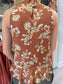 Women's top, halter top, abstract top, fall top, printed fall top, neutral fall top, basic top, sleeveless top, halter sleeveless top