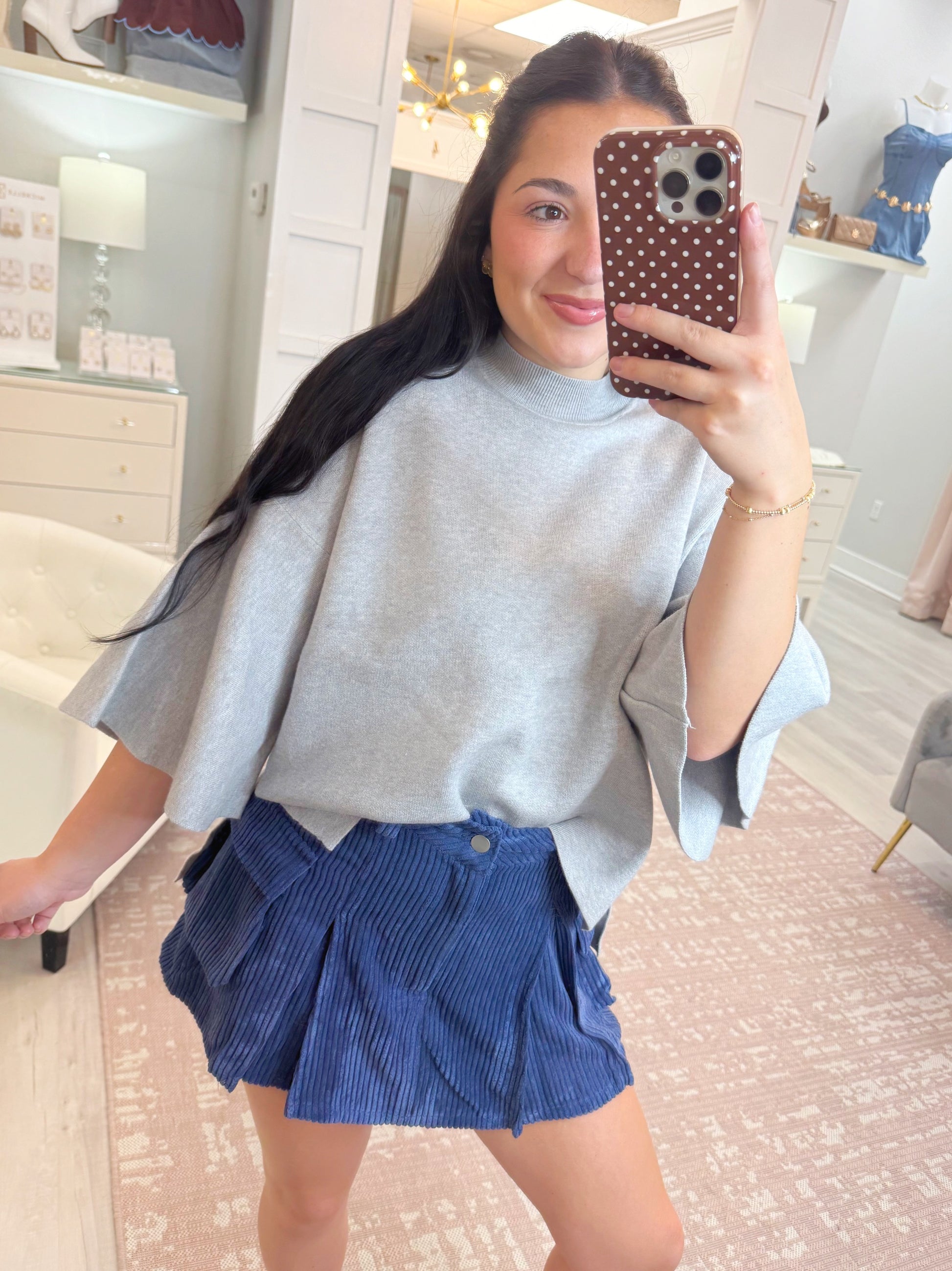sweater, short sleeve sweater, bell sleeve sweater