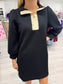 Women's dress, textured knit dress, comfortable dress, Mary square dress, long sleeve dress