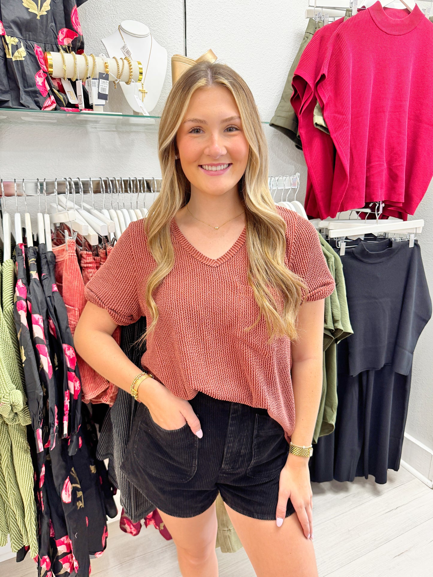 V-Neck Short Sleeve Top