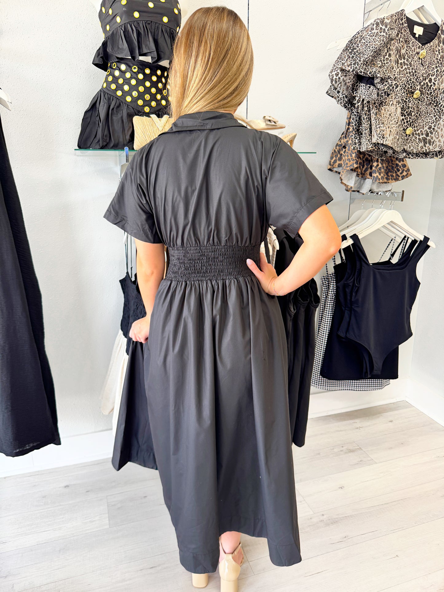 Smocked Midi Dress