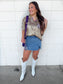 Shimmer Metallic Button Down Top