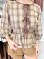 Plaid 3/4 Sleeve Top