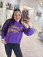 LSU sweater, game day sweater, long sleeve sweater, comfy sweater, embroidered sweater, geaux tigers sweater, purple sweater, purple long sleeve sweater, woman's sweater, long sleeve game day sweater