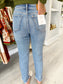 Women's denim, straight leg denim, jeans, high rise denim, comfortable denim, raw hem jeans, women's jeans, straight leg trendy denim, distressed denim, CELLO jeans