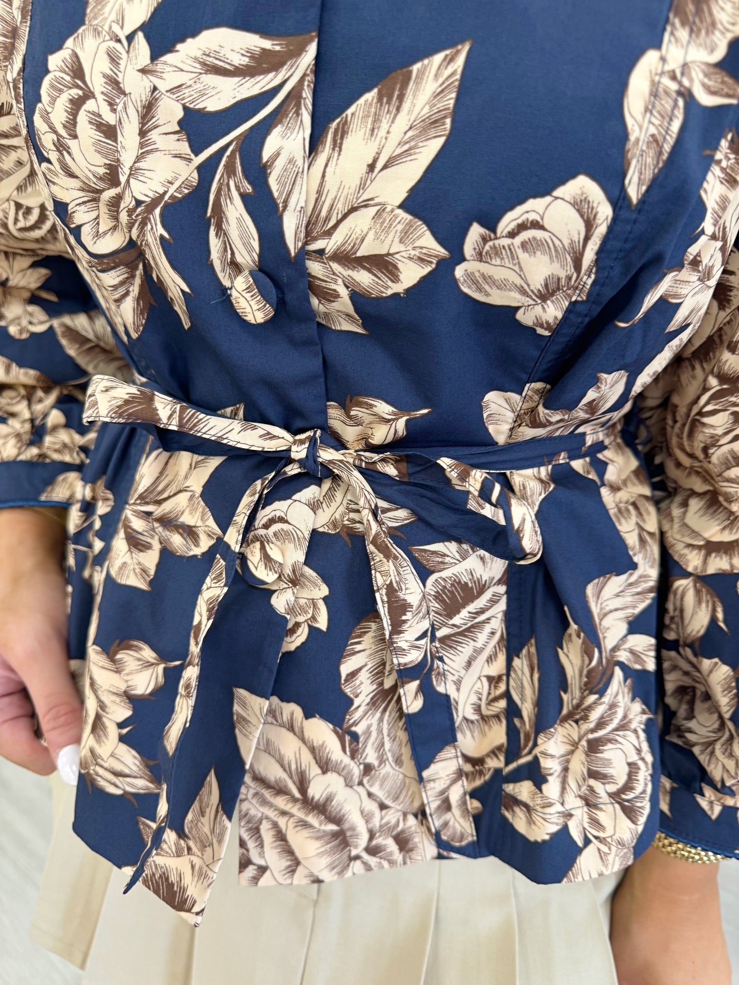 Dressy blouse, women's blouse, classy blouse, printed blouse, navy top, long sleeve top, work top, dressy top 