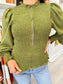 Woman's top, long sleeve top, smocked top, puff sleeve top, fall top, fall essential, long sleeve fall top, womens fall top, womens long sleeve top, half zip smocked top, smocked long sleeve top, 
