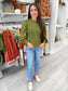 Woman's top, long sleeve top, smocked top, puff sleeve top, fall top, fall essential, long sleeve fall top, womens fall top, womens long sleeve top, half zip smocked top, smocked long sleeve top, 