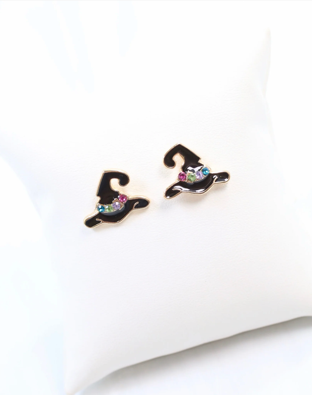 halloween earrings, halloween studs, witch hat, witch hat stud, halloween stud earrings