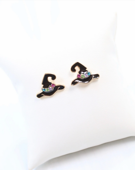 halloween earrings, halloween studs, witch hat, witch hat stud, halloween stud earrings