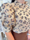 puff sleeve top, woman's puff sleeve top, dressy puff sleeve top, boutique blouse, dressy blouse, animal print blouse, boutique top, classy short sleeve top