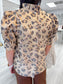 puff sleeve top, woman's puff sleeve top, dressy puff sleeve top, boutique blouse, dressy blouse, animal print blouse, boutique top, classy short sleeve top